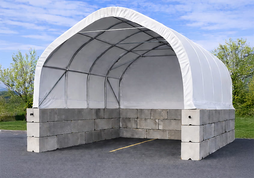Heavy duty single arch fabric structure exterior by Iron-Haven